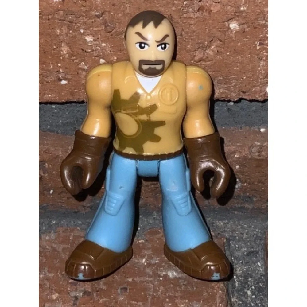 Imaginext Fisher-Price Mechanic Mini Figure Toy Mask Tan Gear Shirt Blue Jeans
